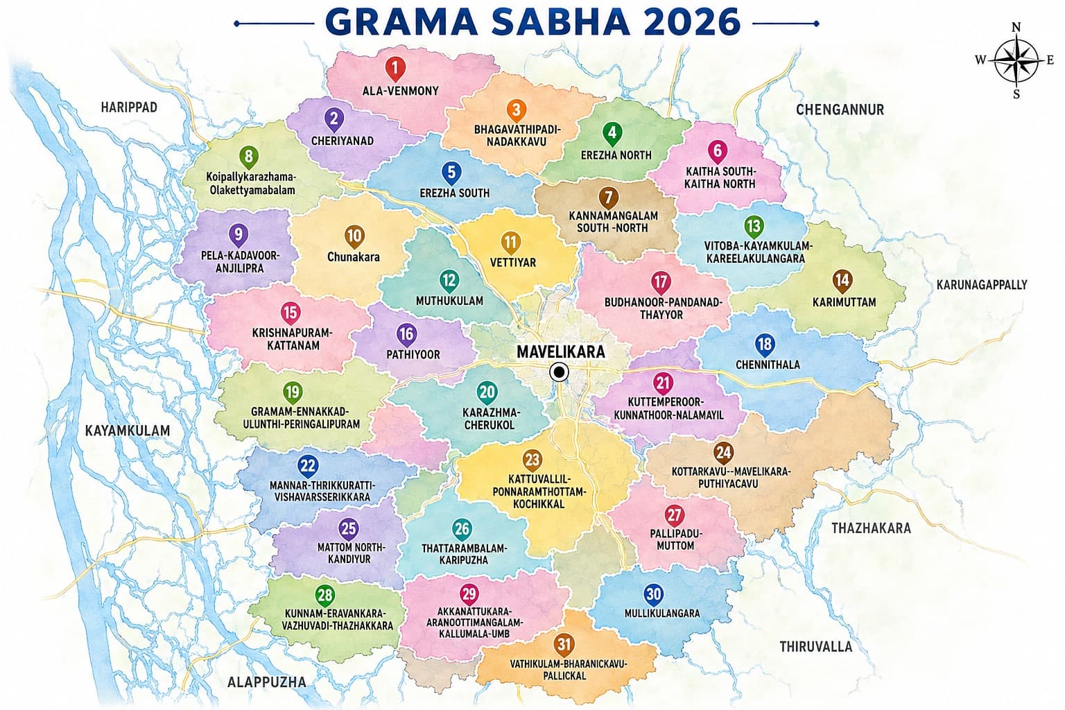 Grama Sabha 2026 map of Mavelikara region